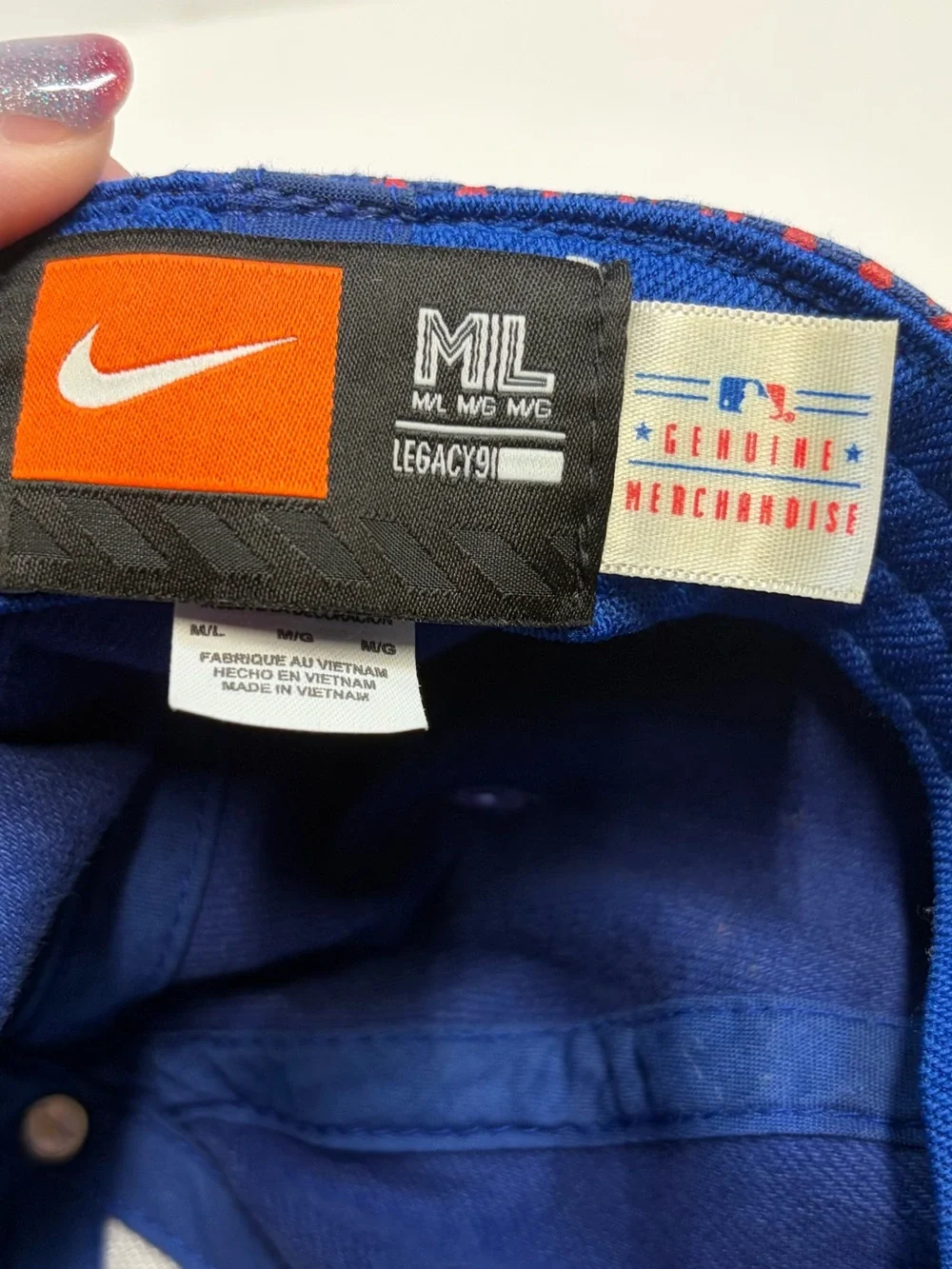 Nike Blue and Red Patterned Baseball Cap with Embroidered Logo